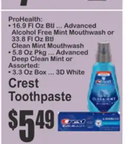 Food Universe ProHealth Crest Toothpaste offer