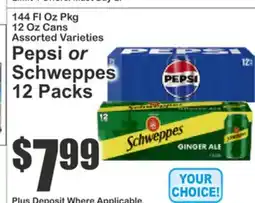 Food Universe Pepsi or Schweppes 12 Packs offer