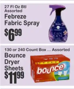 Food Universe Febreze Fabric Spray 27 Fl Oz Btl Assorted 130 or 240 Count Box ... Assorted Bounce Dryer Sheets offer