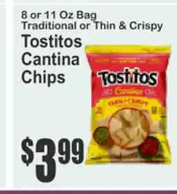 Food Universe 8 or 11 Oz Bag Traditional or Thin & Crispy Tostitos Cantina Chips offer