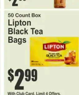 Food Universe 50 Count Box Lipton Black Tea Bags offer