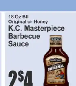 Food Universe 18 Oz Btl Original or Honey K.C. Masterpiece Barbecue Sauce offer