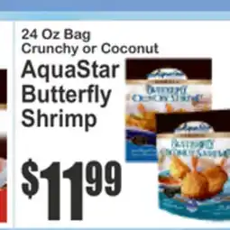 Food Universe 24 Oz Bag Crunchy or Coconut AquaStar Butterfly Shrimp offer