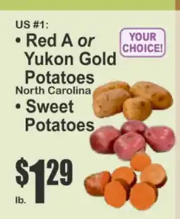 Food Universe US #1: Red A or Yukon Gold Potatoes, North Carolina Sweet Potatoes offer