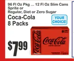 Food Universe 96 Fl Oz Pkg ... 12 Fl Oz Slim Cans Sprite or Regular, Diet or Zero Sugar Coca-Cola 8 Packs offer