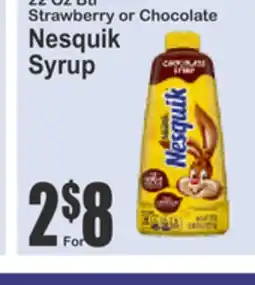 Food Universe 22 Oz Bu Strawberry or Chocolate Nesquik Syrup offer