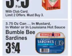 Food Universe Bumble Bee Sardines offer