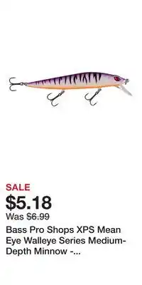 Cabela's Bass Pro Shops XPS Mean Eye Walleye Series Medium-Depth Minnow - Purple Tiger offer