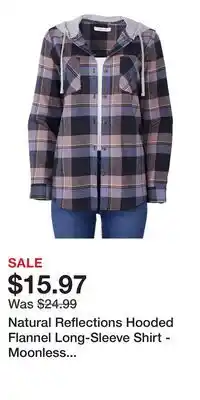 Cabela's Natural Reflections Hooded Flannel Long-Sleeve Shirt - Moonless Night Plaid - S offer