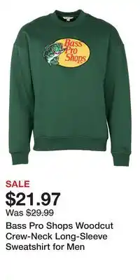 Cabela's Bass Pro Shops Woodcut Crew-Neck Long-Sleeve Sweatshirt for Men offer