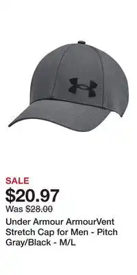 Cabela's Under Armour ArmourVent Stretch Cap for Men - Pitch Gray/Black - M/L offer