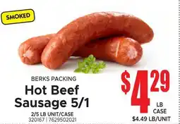 Jetro BERKS PACKING Hot Beef Sausage 5/1 offer