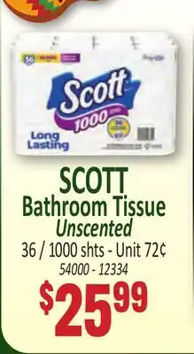 Jetro SCOTT Bathroom Tissue Unscented offer