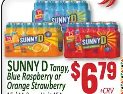 Jetro SUNNY D Tangy, Blue Raspberry or Orange Strawberry offer
