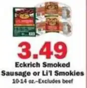 Schnucks Eckrich Smoked Sausage or Li'l Smokies offer