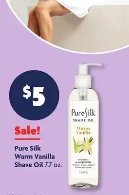 Family Dollar Pure Silk Warm Vanilla Shave Oil offer