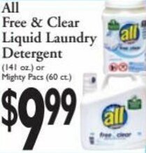 Harding's Markets All Free & Clear Liquid Laundry Detergent offer
