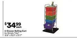 Michaels 5-Drawer rolling Cart Simply Tidy offer