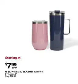Michaels 16 oz. Wine & 20 oz. Coffee Tumblers by Ashland offer