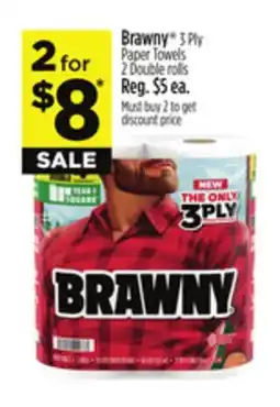 Dollar General Brawny 3 Ply Paper Towels 2 Double rolls offer