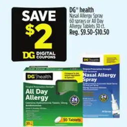 Dollar General DG health Nasal Allergy Spray 60 sprays or All Day Allergy Tablets 30 ct offer