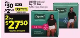 Dollar General Depend Underwear offer