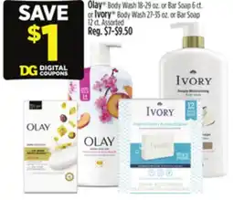 Dollar General Olay Body Wash or Bar Soap or Ivory Body Wash or Bar Soap offer
