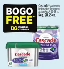 Dollar General Cascade Automatic Dishwasher Detergent ActionPacsTM offer