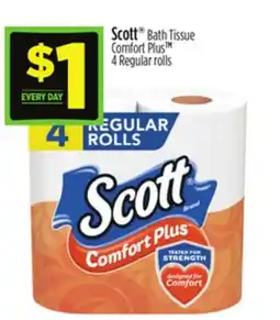 Dollar General Scott Bath Tissue Comfort Plus 4 Regular Rolls offer