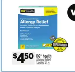 Dollar General DG health Allergy Relief Tablets offer