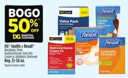 Dollar General DG health or Rexall Bandages, Pads, Hydrocortisone, Anti-Itch Cream or Antibiotic Ointment offer