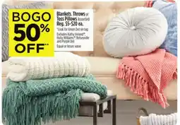 Dollar General Blankets, Throws or Toss Pillows offer