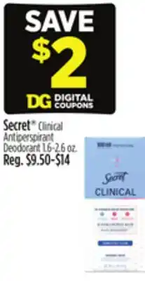Dollar General Secret Clinical Antiperspirant Deodorant offer