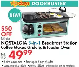 Boscov's NOSTALGIA 3-in-1 Breakfast Station Coffee Maker, Griddle, & Toaster Oven offer