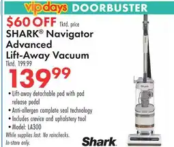 Boscov's SHARK Navigator Advanced Lift-Away Vacuum offer