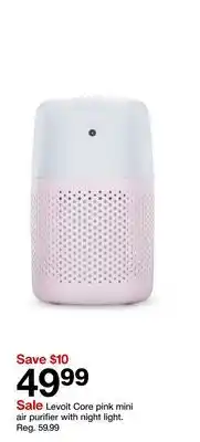 Target Levoit Core pink mini air purifier with night light offer