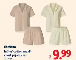 Lidl ESMARA ladies' cotton muslin short pajama set offer