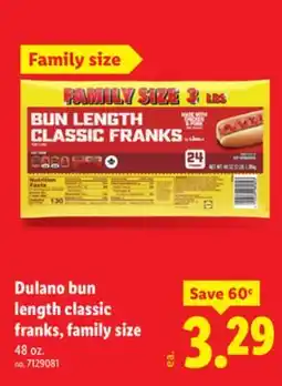 Lidl Dulano bun length classic franks, family size offer