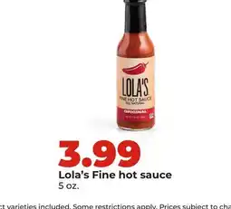 Hy-Vee Lola's Fine hot sauce offer
