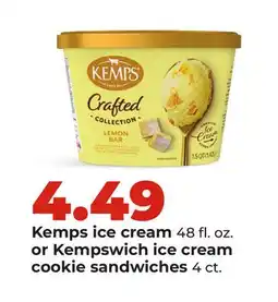 Hy-Vee Kemps ice cream 48 fl. oz. or Kempswich ice cream cookie sandwiches 4 ct offer