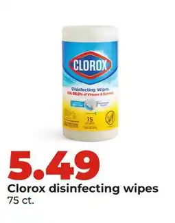 Hy-Vee Clorox disinfecting wipes offer