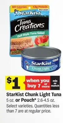 Meijer StarKist Chunk Light Tuna 5 oz. or Pouch* 2.6-4.5 oz offer