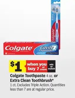 Meijer Colgate Toothpaste 4 oz. or Extra Clean Toothbrush 1 ct offer