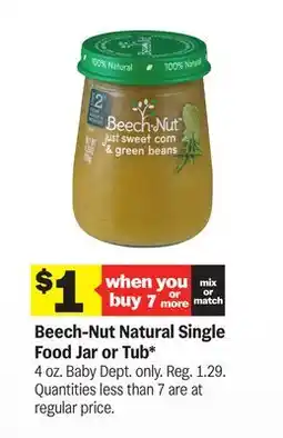 Meijer Beech-Nut Natural Single Food Jar or Tub offer