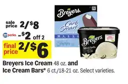 Meijer Breyers Ice Cream 48 oz. and Ice Cream Bars* 6 ct./18-21 oz offer