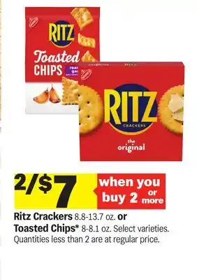 Meijer Ritz Crackers 8.8-13.7 oz. or Toasted Chips 8-8.1 oz offer