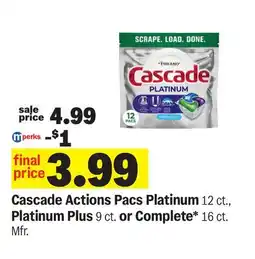 Meijer Cascade Actions Pacs Platinum 12 ct., Platinum Plus 9 ct. or Complete* 16 ct offer