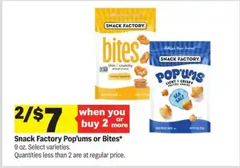 Meijer Snack Factory Pop' ums or Bites offer