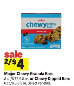 Meijer Meijer Chewy Granola Bars 8 ct./6.72-6.8 oz. or Chewy Dipped Bars 6 ct./6.3-6.5 oz offer
