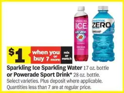Meijer Sparkling Ice Sparkling Water or Powerade Sport Drink offer